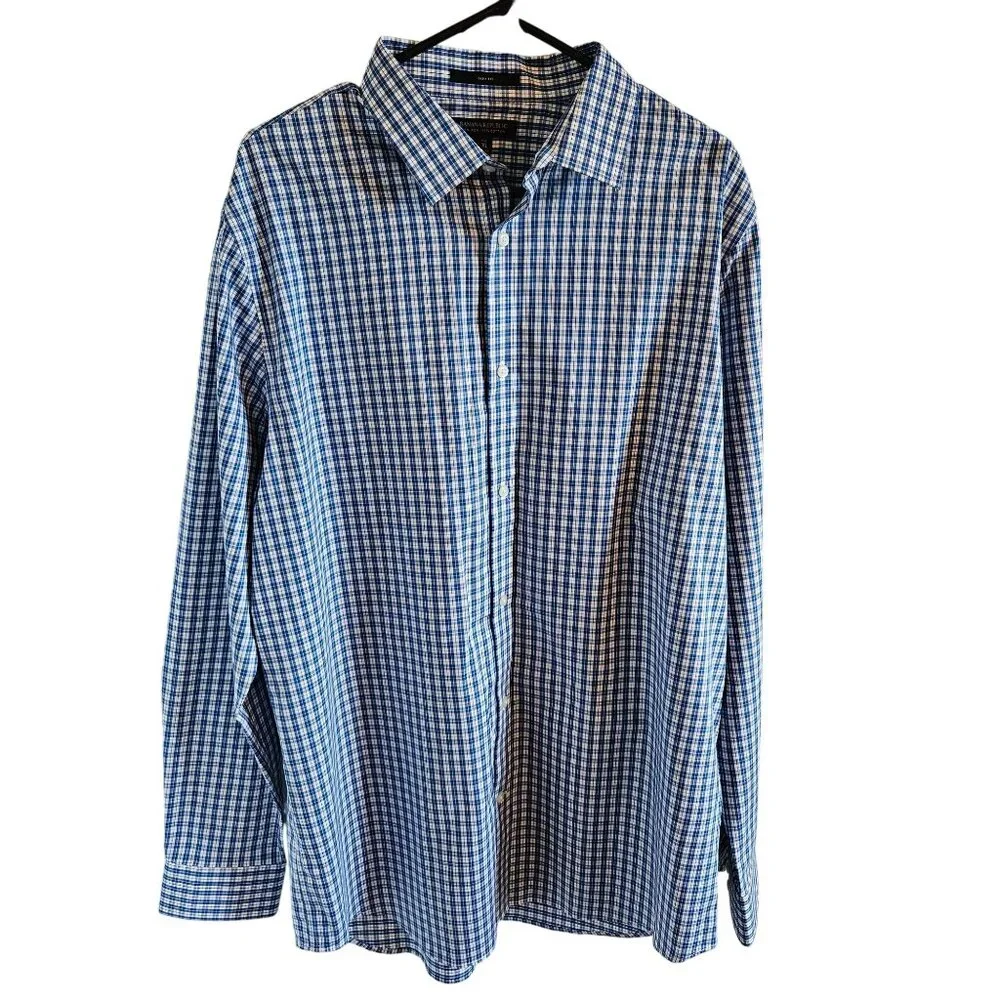 Banana Republic Men Size XLT Slim Fit Plaid Non-Iron Cotton Button Up Shirt NWT - Picture 1 of 10